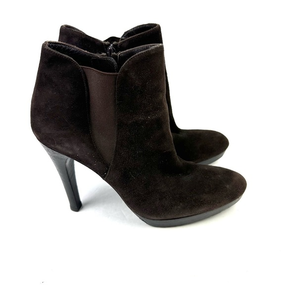 Stuart Weitzman Heeled Bootie 9.5 Brown Suede Ankle Boot Womens - Picture 4 of 10
